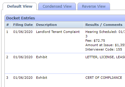 docket dockets landlord